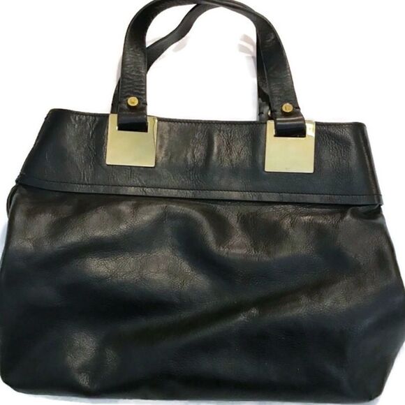 Ellen Tracy 100% Leather Bag In Black - Picture 1 of 6